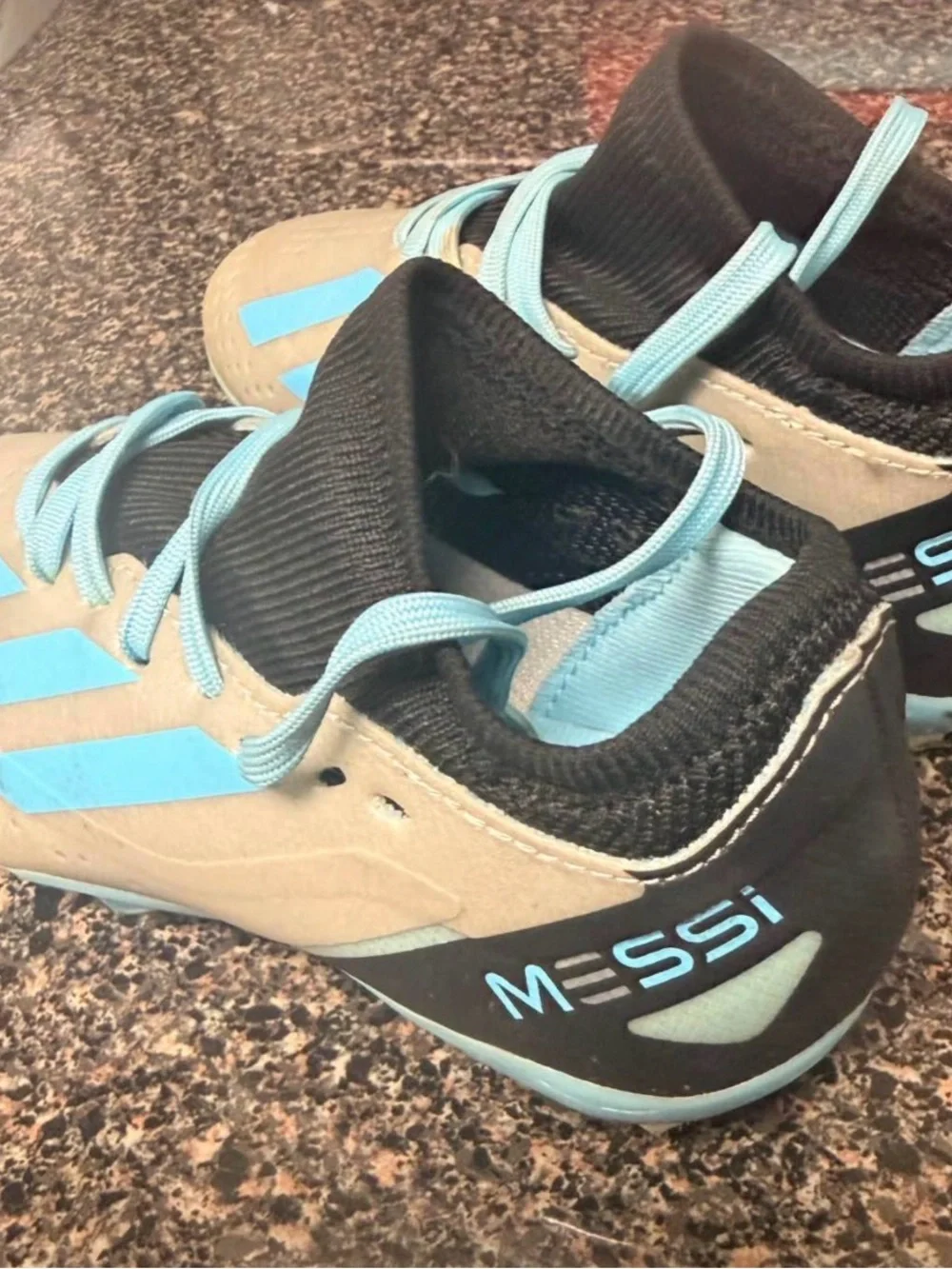 Adidas Messi Kids Soccer cleats - Silver and Light Blue